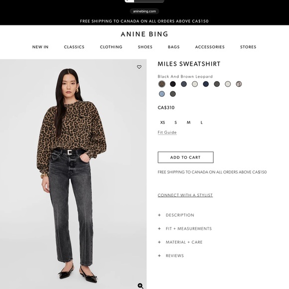 Anine Bing Miles Sweatshirt in Black and Brown Leopard - Picture 7 of 8